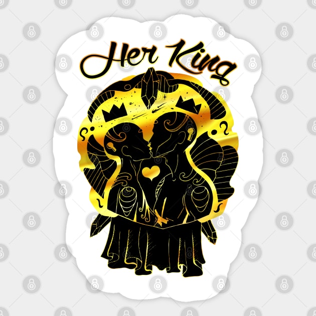 Black Gold Lovers Kiss - Her King Sticker by kenallouis